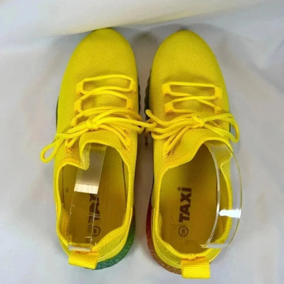 2/$30 Taxi Lauryn Size 9 Sneakers Yellow Rainbow Sole Casual Streetwear Shoes - Picture 6 of 9